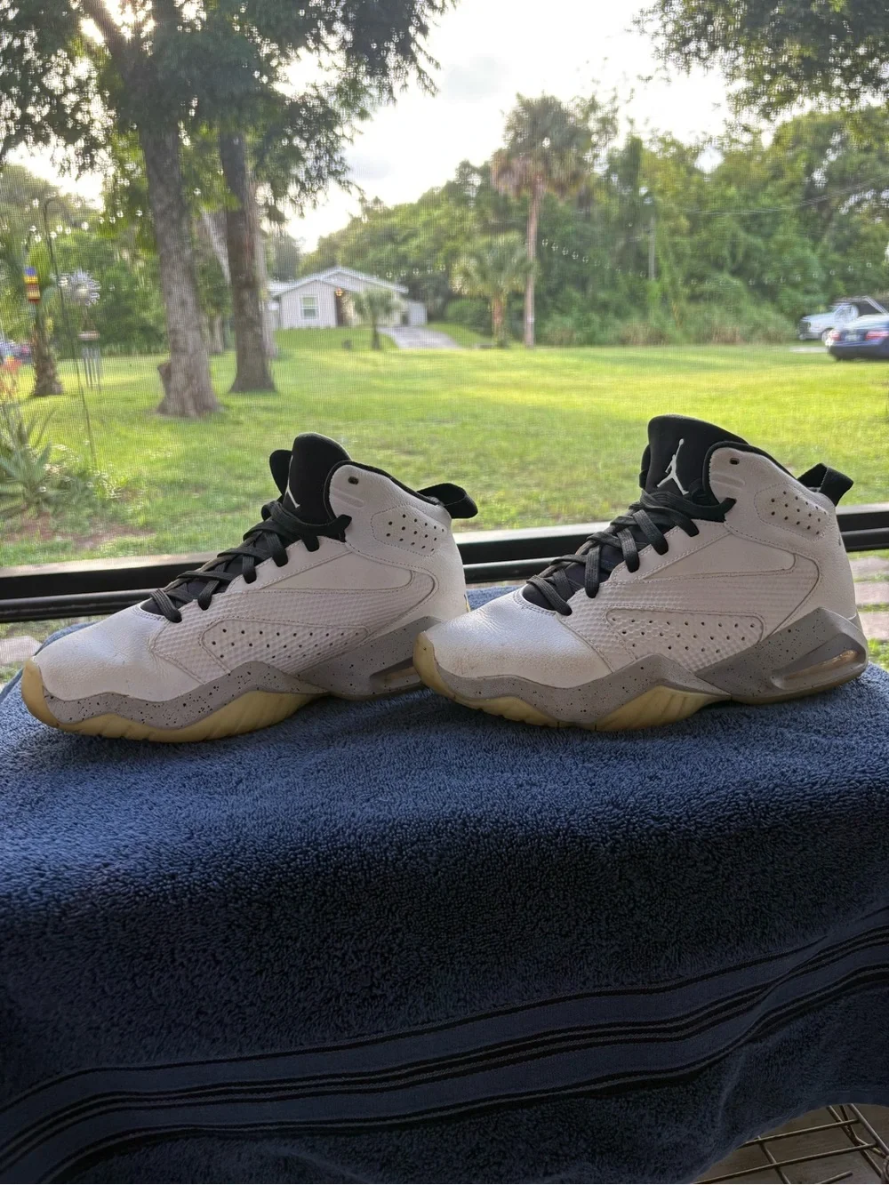 Jordan Men’s White and Black High-Top Basketball Sneakers
